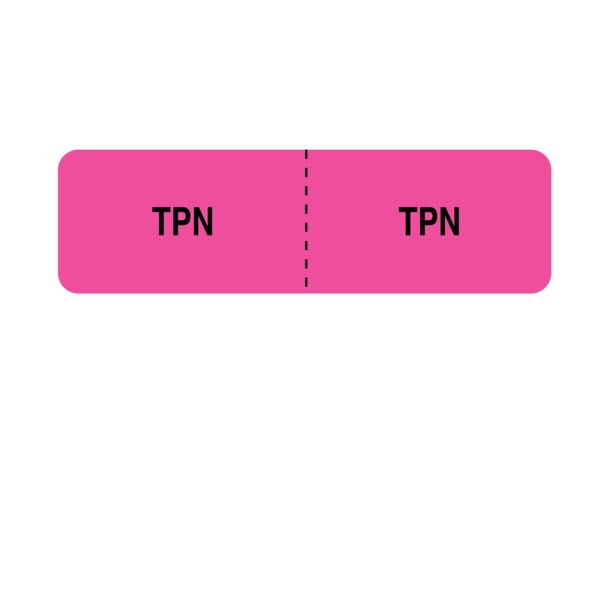 IV Drug Line Label - TPN/TPN 7/8" x 3" Flr Pink w/Black